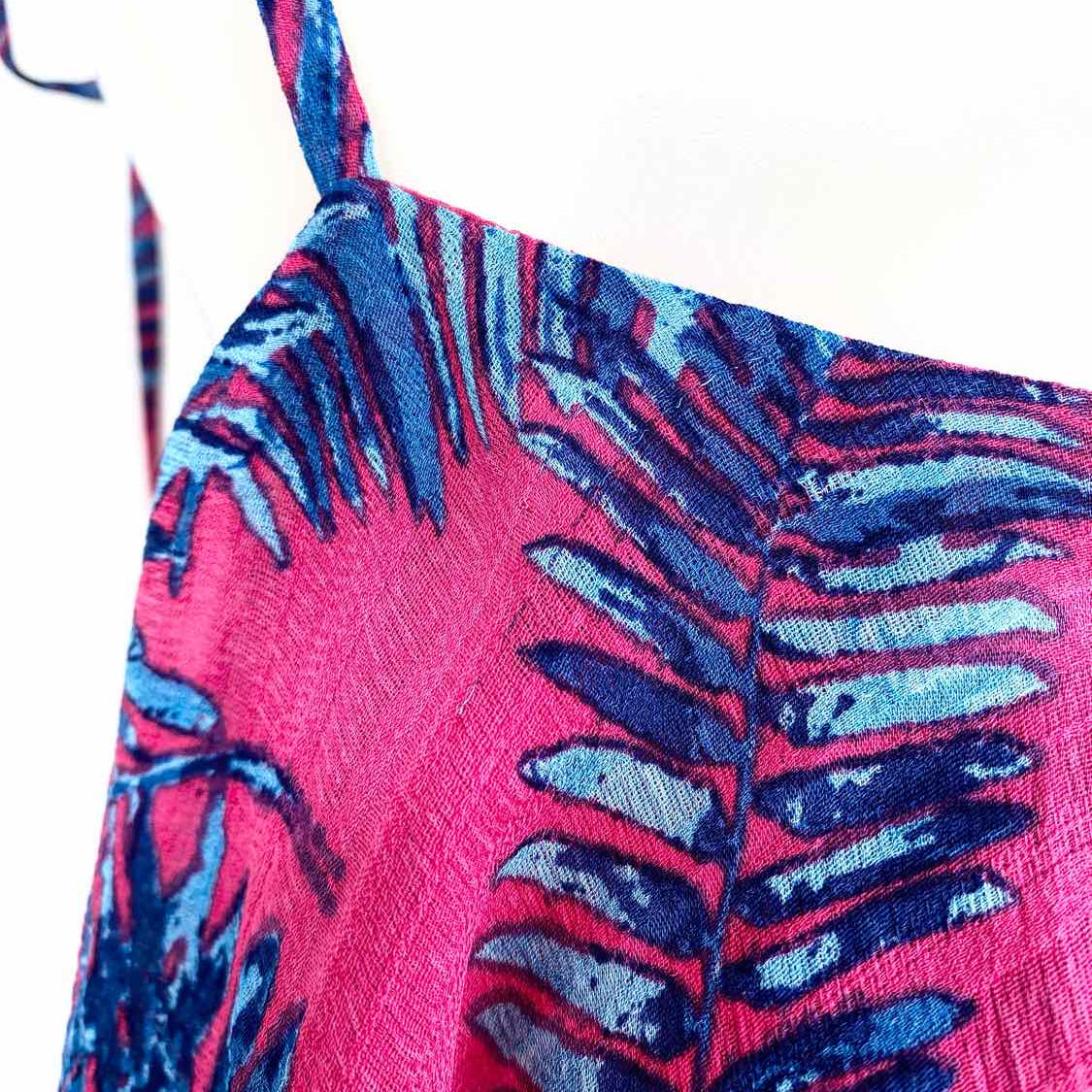 Tanya Taylor Vestido tropical talla 10 con tirantes finos en azul/rosa para mujer