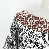 by Anthropologie Women's black/white Puff Sleeve Floral Size XS Short Sleeve Top - Article Consignment