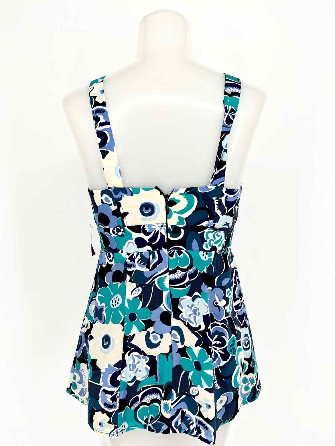 Nanette Lepore Size 4 Blue/Teal Silk Floral Sleeveless - Article Consignment