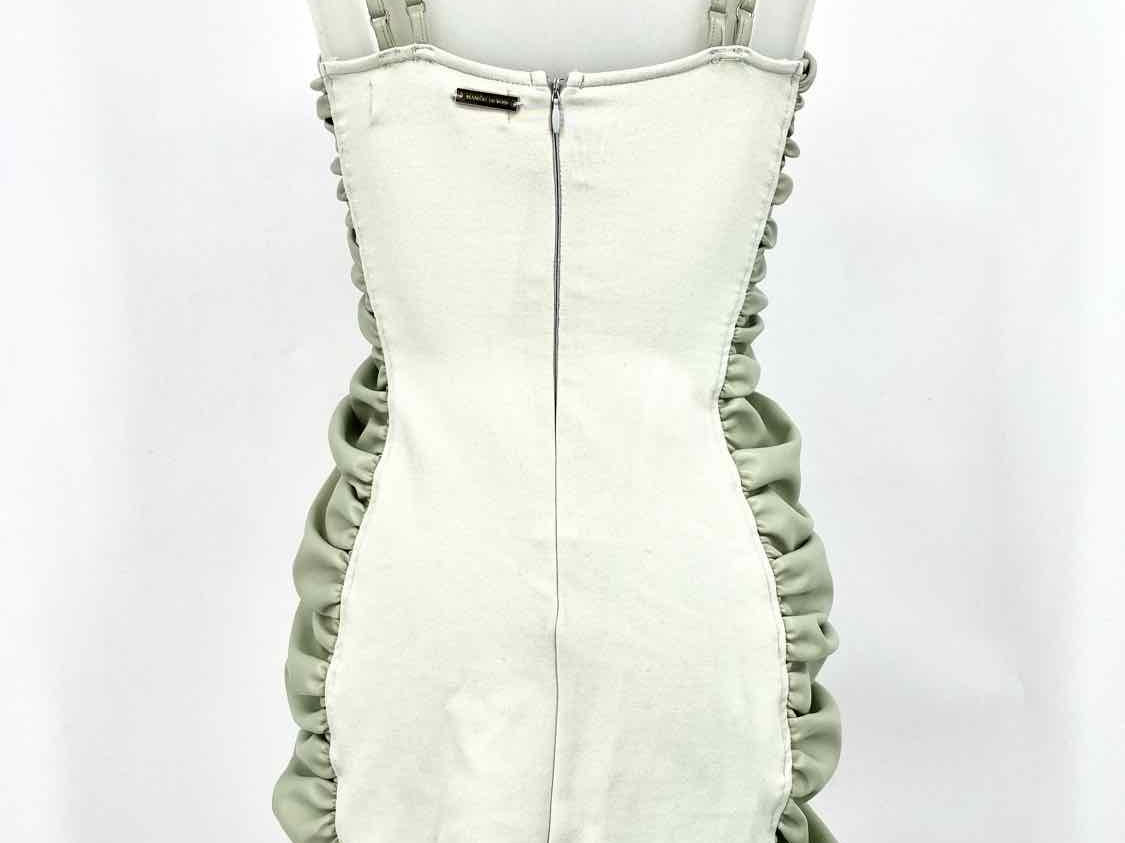 MANIERE DE VOIR Women's Mint green Bodycon Vegan Leather Ruched Size 4 Dress - Article Consignment