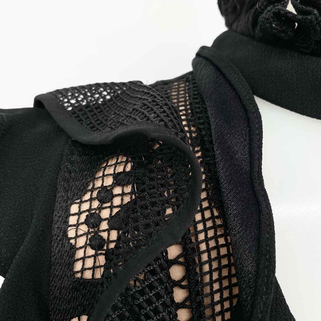 ALEXIS Women's Black Size S Ruffled Sleeveless