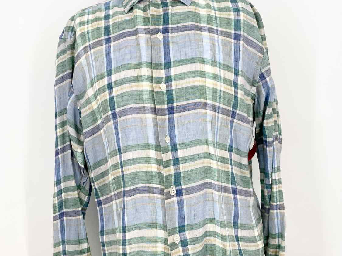CULTURATA Men's Blue/Green Plaid Size 42/L Long Sleeve Shirt - Article Consignment