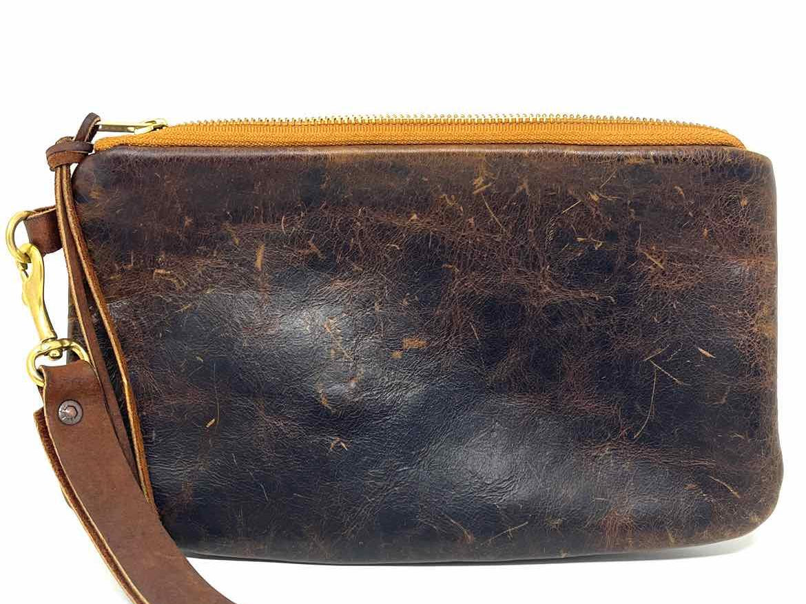 REBYC. Leather Brown Wristlet distressed Leather Clutch - Article Consignment