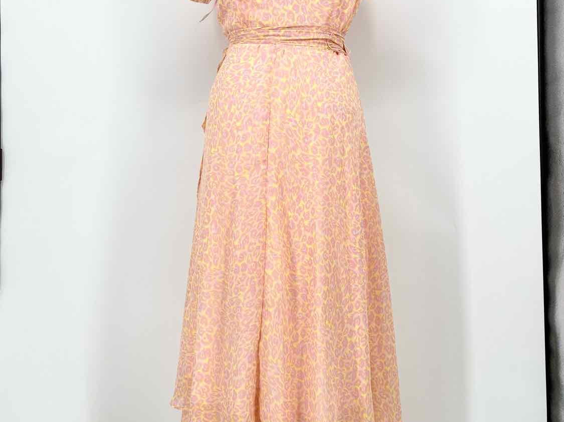 Betsey Johnson Women's Peach/Yellow Wrap Animal Print Size 4 Dress - Article Consignment