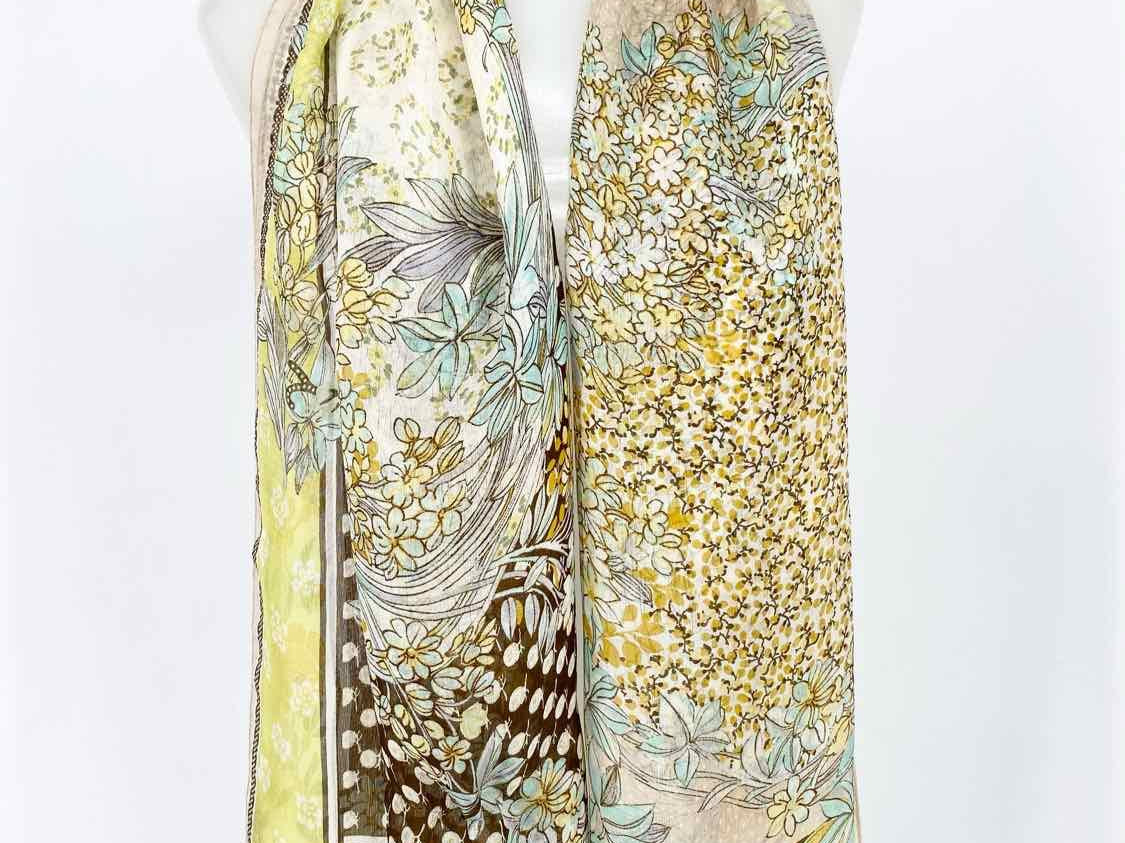 KENZO Silk Green/Yellow Large Floral Scarf - Article Consignment