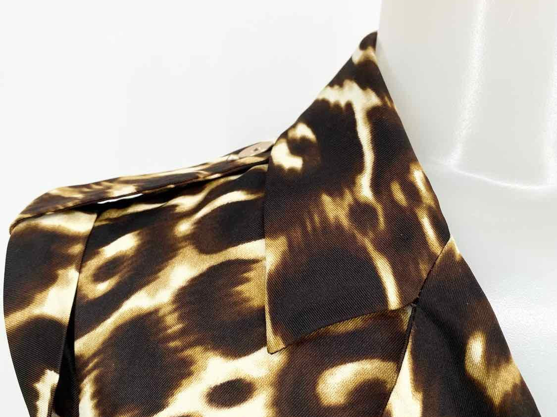 Saks Fifth Ave Women's Black/Gold Wrap Animal Print Size 8 Dress - Article Consignment