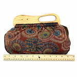 Wood Red/Brown Flower Clutch - Article Consignment