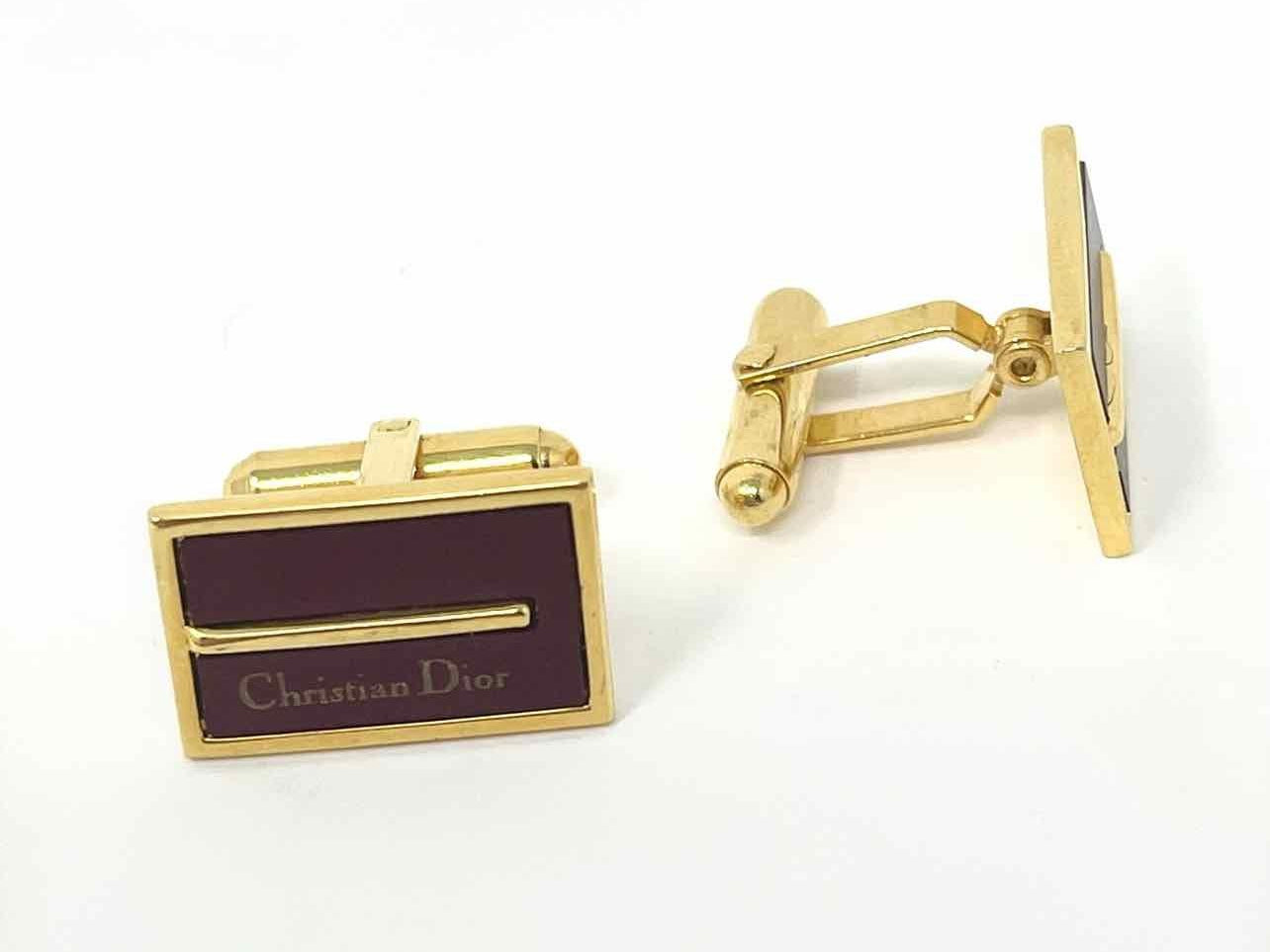 Christian Dior Metal Gold Tone Rectangle Cuff Links - Article Consignment