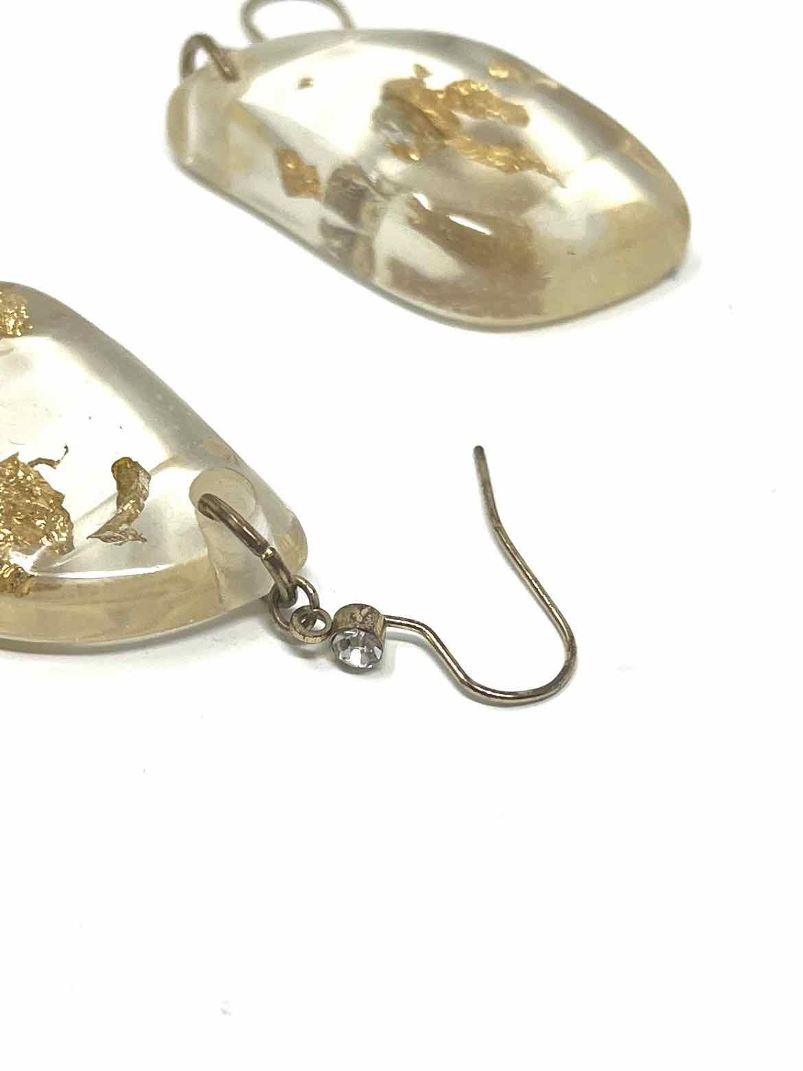 Acrylic Clear/Gold Dangle Earrings - Article Consignment
