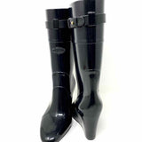 sergio rossi Women's Black Wedge Rubber Rain Size 37/7 Boots - Article Consignment
