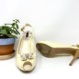 LOUIS VUITTON Women's Ivory/Blue Slingback Patent Leather Size 40/9 Pumps - Article Consignment