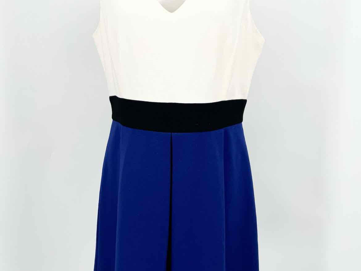 Trina Turk Women's white/blue sheath Color Block Dress - Article Consignment