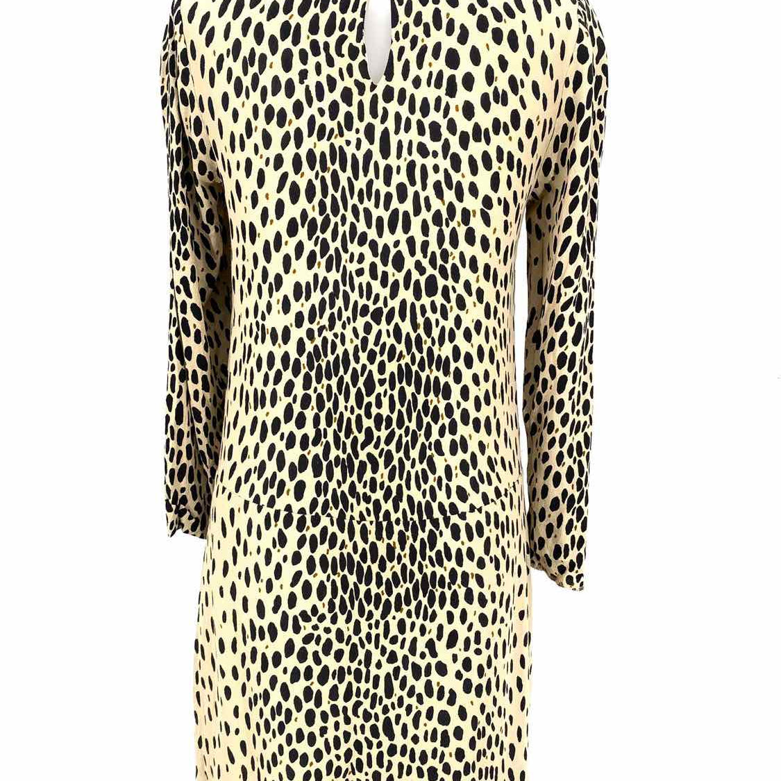 J Crew Women's Beige/Black Scoop Neck Dots Size 0 Dress