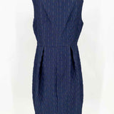 CH Carolina Herrera Women's Navy sheath Textured Size 10 Dress - Article Consignment