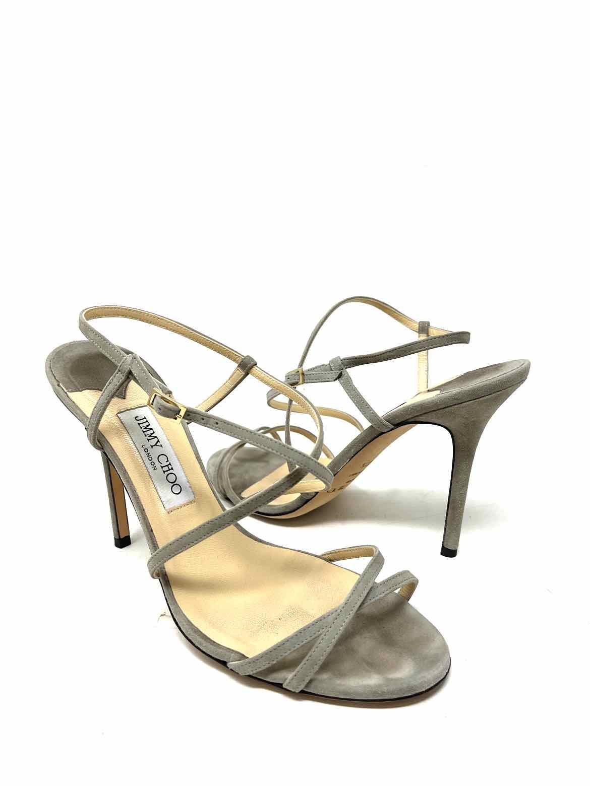 JIMMY CHOO Women's Gray Slingback Suede Size 40.5/10.5 Sandals - Article Consignment