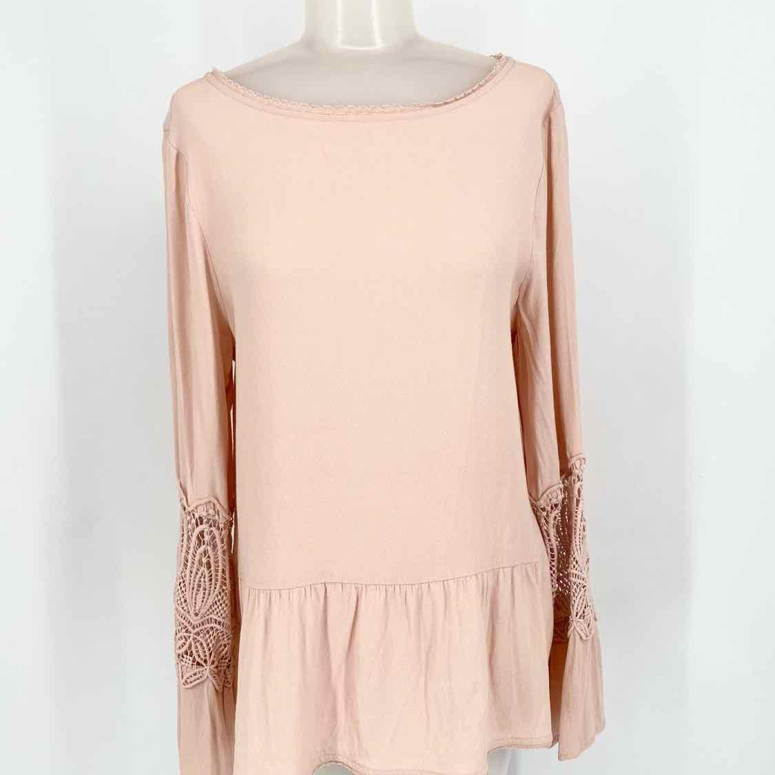 Joie Women's Blush Blouse Rayon Lace Trim Peplum Size M Long Sleeve - Article Consignment