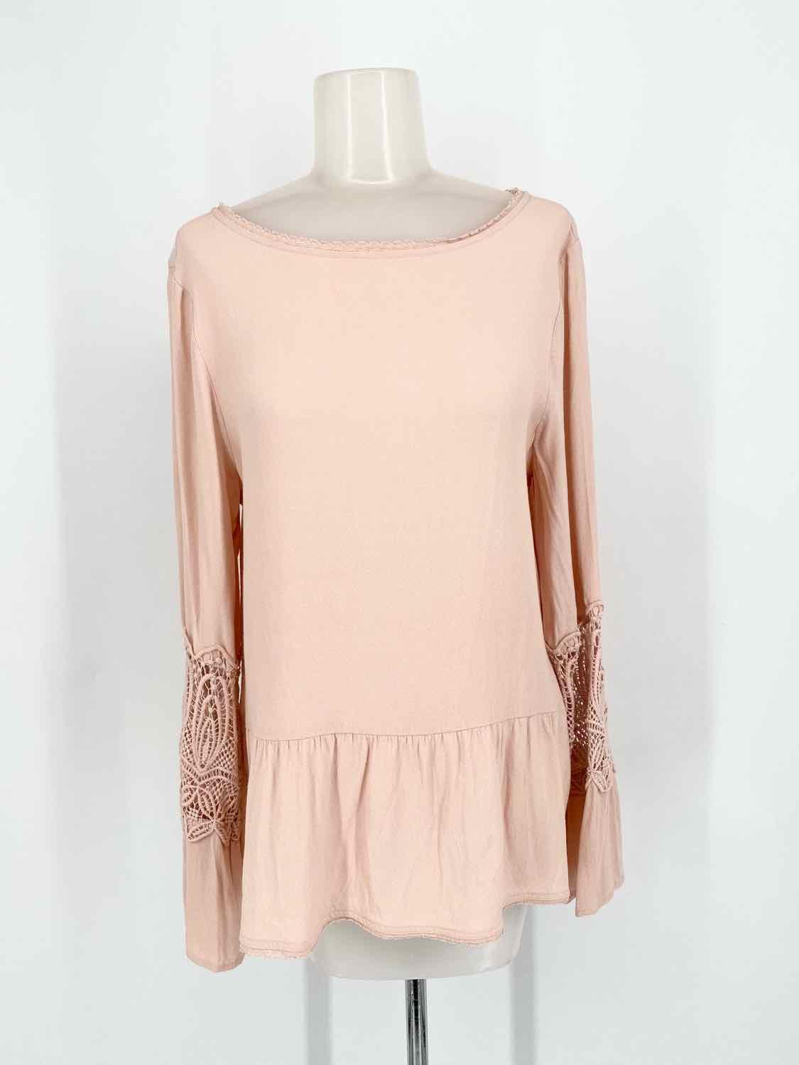 Joie Women's Blush Blouse Rayon Lace Trim Peplum Size M Long Sleeve - Article Consignment