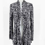 classiques entier Women's Gray Print Open Front Silk Blend Animal Print Cardigan - Article Consignment
