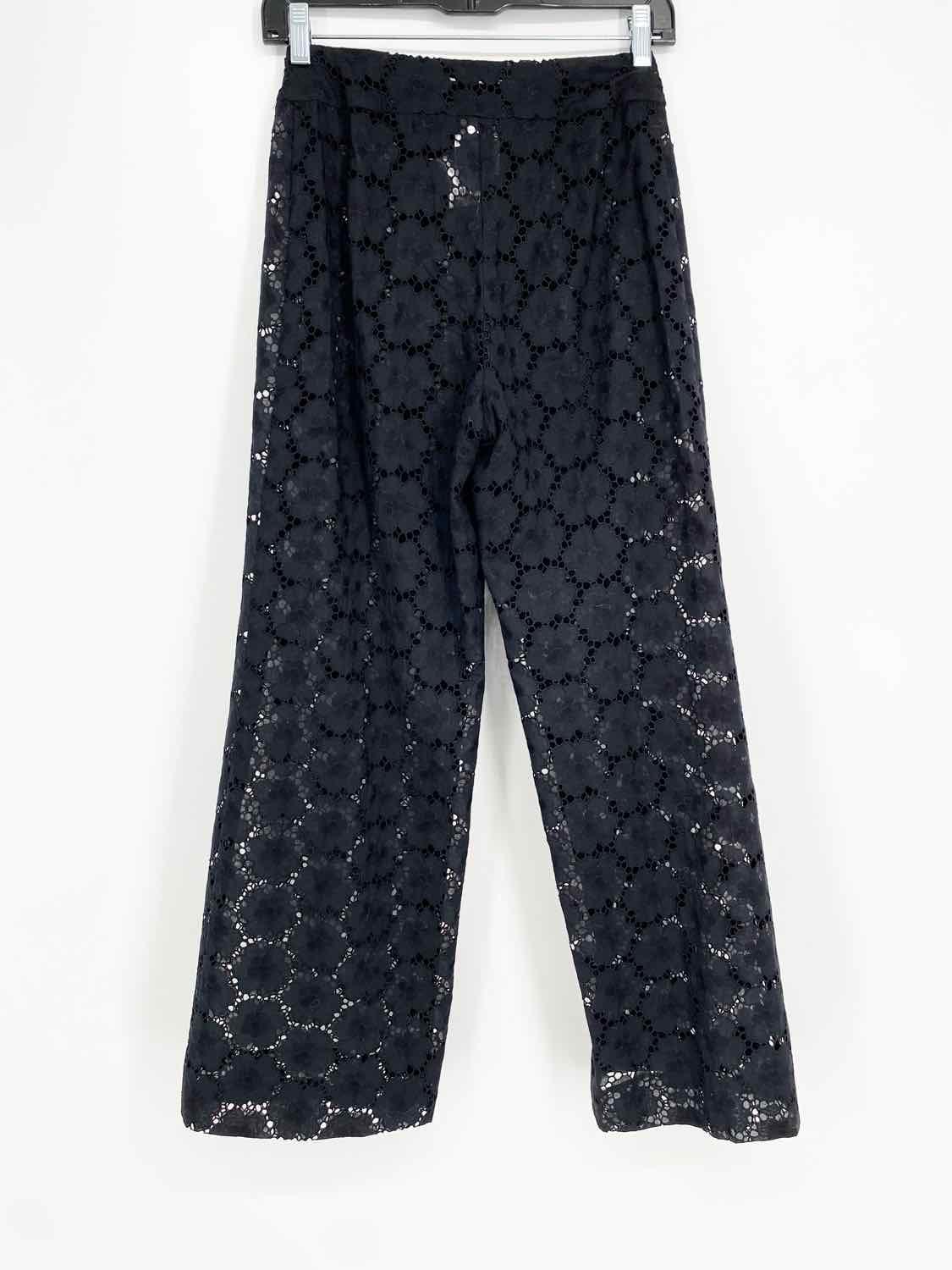 Chanel Women's Black Wide Leg Lace Sheer High Waisted Luxury Size 40/4 Pants - Article Consignment