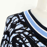 Bob Mackie Women's Light Blue/Black Geometric Size L Sweater - Article Consignment