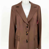 ALBERTA FERRETTI Women's Brown Blazer Rayon Blend Italy Size 10 Jacket - Article Consignment
