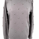 J Crew Women's Gray Sweatshirt Embellished Size S Long Sleeve - Article Consignment
