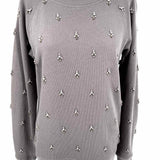 J Crew Women's Gray Sweatshirt Embellished Size S Long Sleeve - Article Consignment