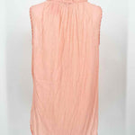 CALYPSO Women's Peach Tank Cotton Sheer Crinkle Size L Short Sleeve Top - Article Consignment
