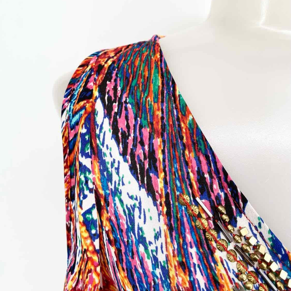 Bebe Women's Multi-Color Open Sleeve Embelished Size XS Long Sleeve - Article Consignment