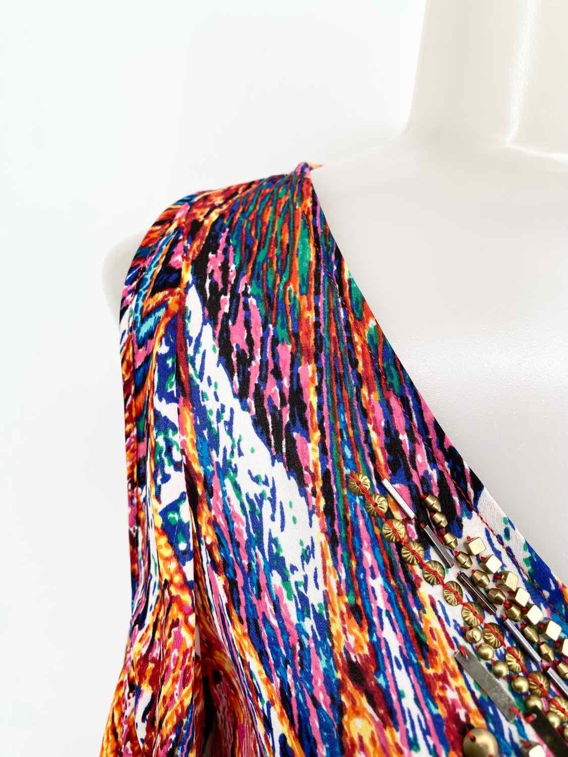 Bebe Women's Multi-Color Open Sleeve Embelished Size XS Long Sleeve - Article Consignment