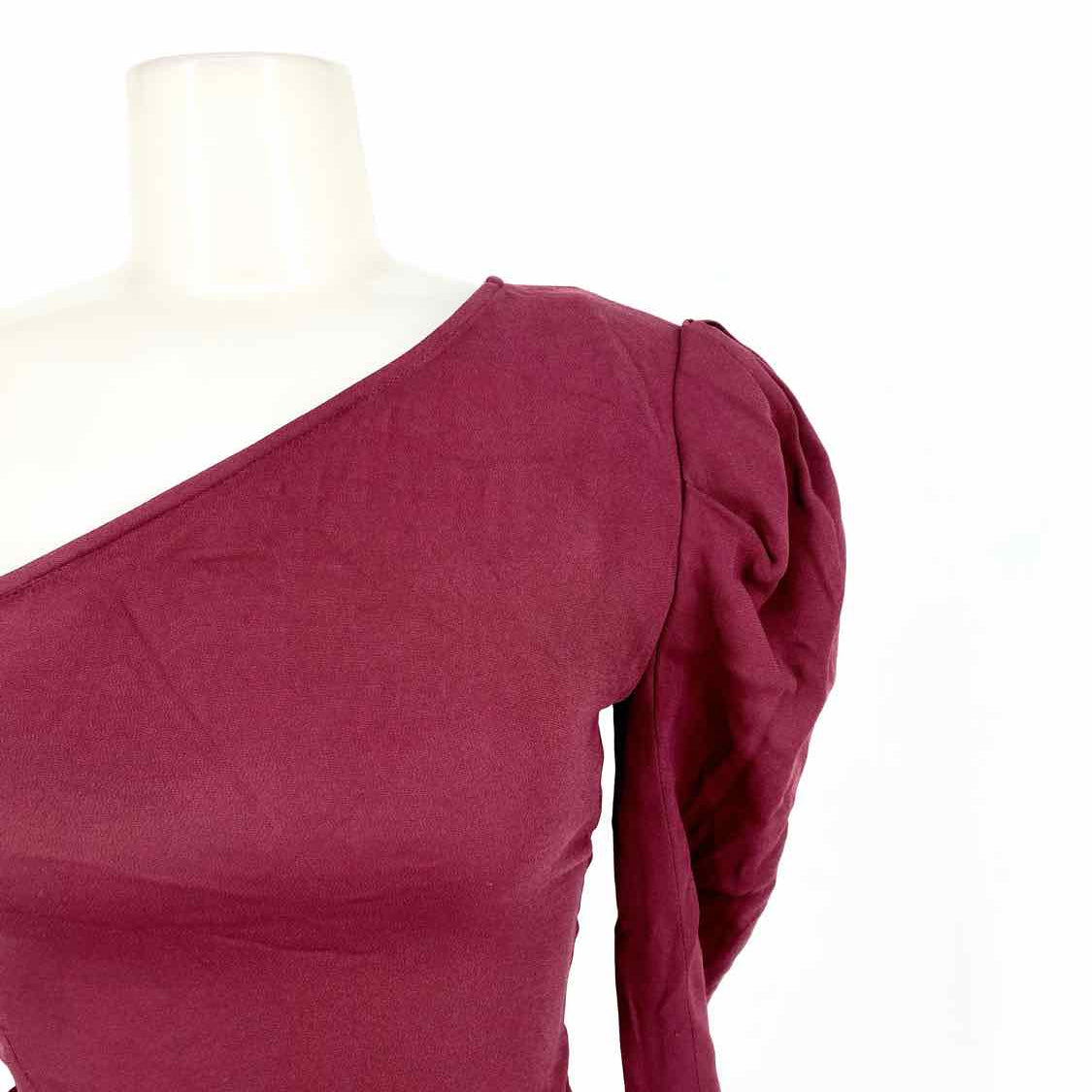 IRO Women's Burg./Rasp. One Shoulder Ruffled Long Sleeve