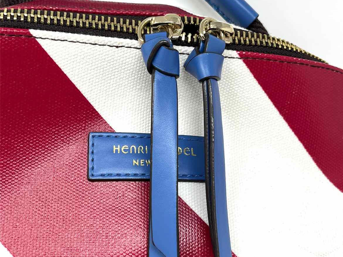 Henri Bendel Canvas White/Brown/Red Stripe BackPack - Article Consignment