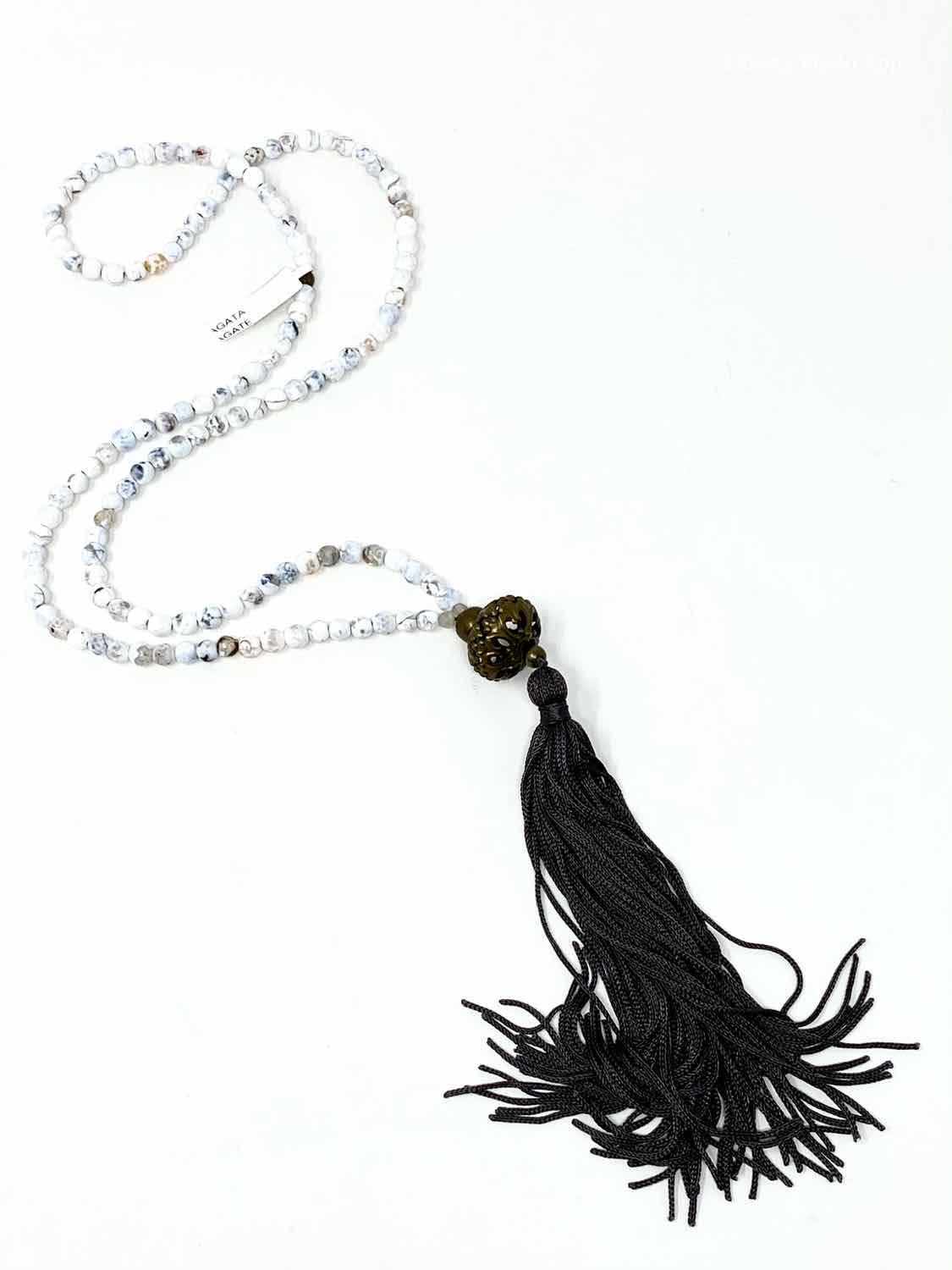 Tassel Howlite Beaded Long Necklace - Article Consignment