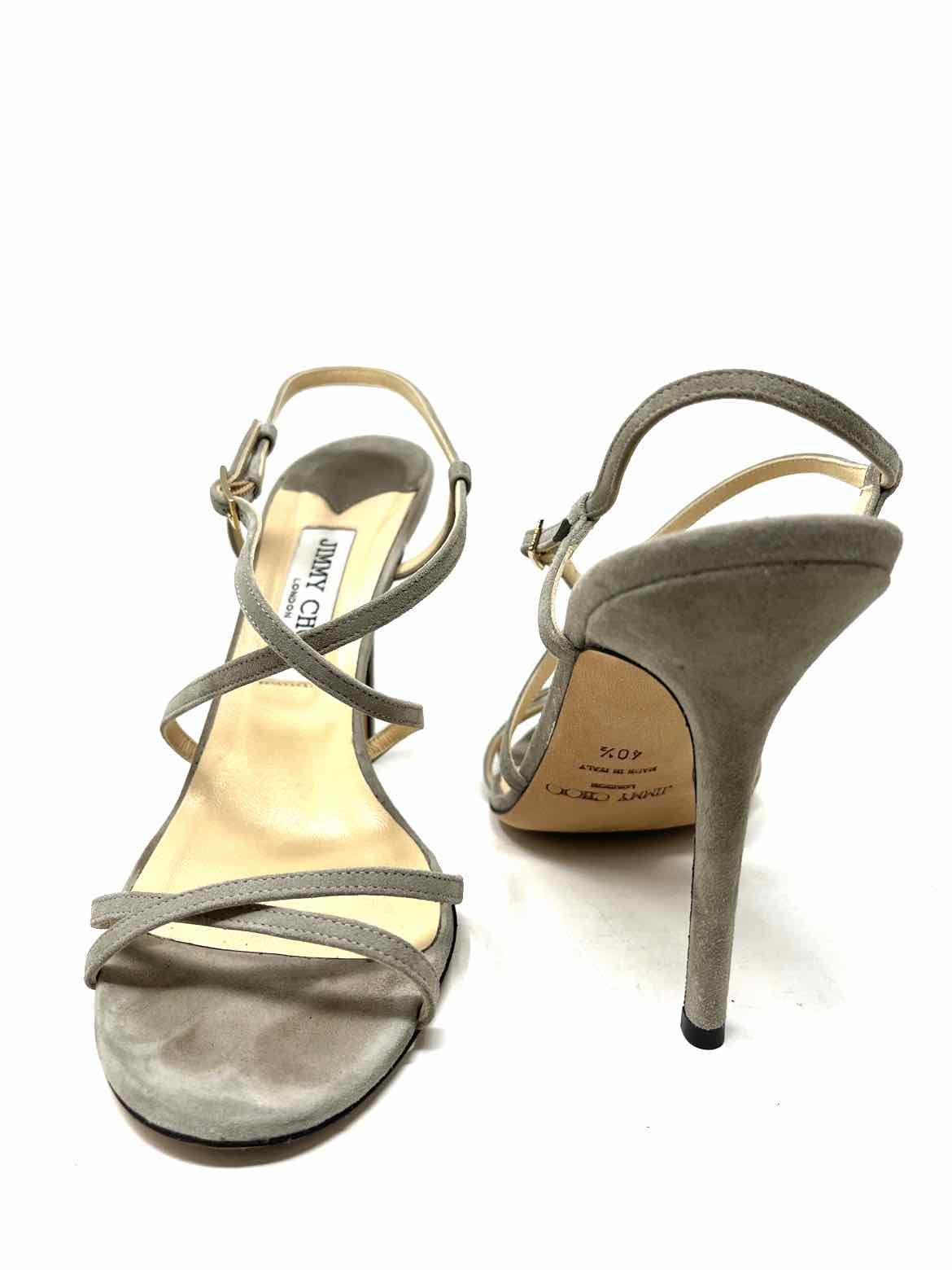 JIMMY CHOO Women's Gray Slingback Suede Size 40.5/10.5 Sandals - Article Consignment