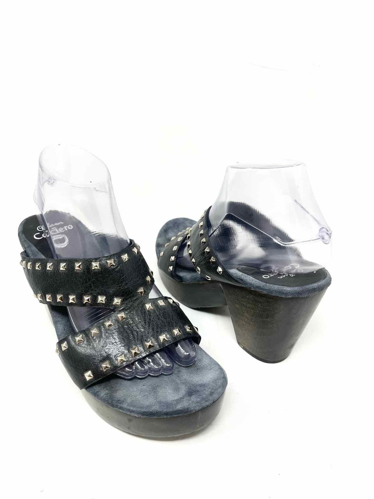 Calleen Cordero Women s Navy Slide Leather Studded Platform Size 9 Sandals