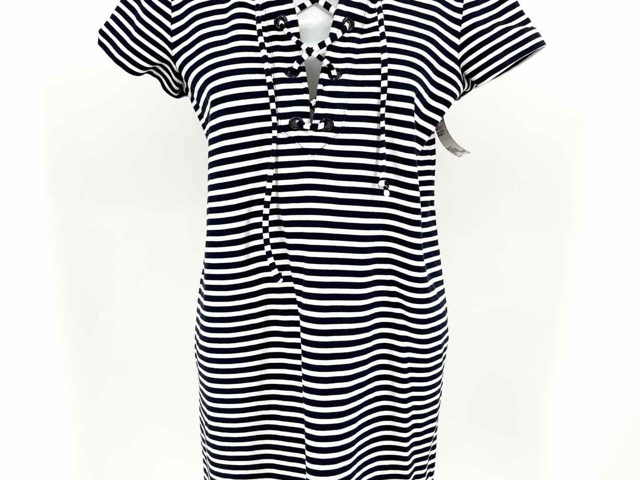 J Crew Women's Navy/White Lace-up Stripe Size XS Dress - Article Consignment