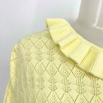 KAREN MILLEN Women's Yellow High Neck Knit Ruffled Spring Size M Long Sleeve - Article Consignment