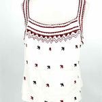 Mes Demoiselles Size 38/2 White/Red Cotton Embroidered Sleeveless - Article Consignment