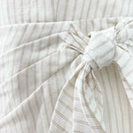 Rebecca Taylor Women's white/tan Knee Length Cotton/Linen Pinstripe Size 6 Dress - Article Consignment