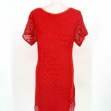 ecote Women's Red Short Sleeve Crochet Size M Dress - Article Consignment