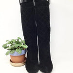 Aquatalia 5 Black Quilted Suede Boots - Article Consignment