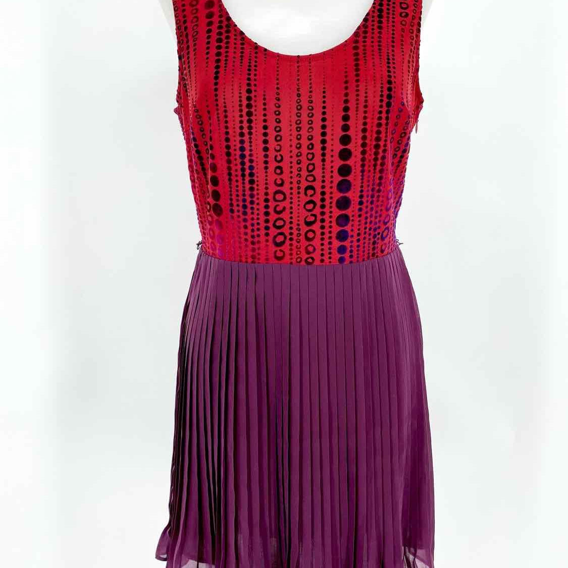 ark & co. Size M Red/Purple Sleeveless Polyester Blend Print Dress - Article Consignment