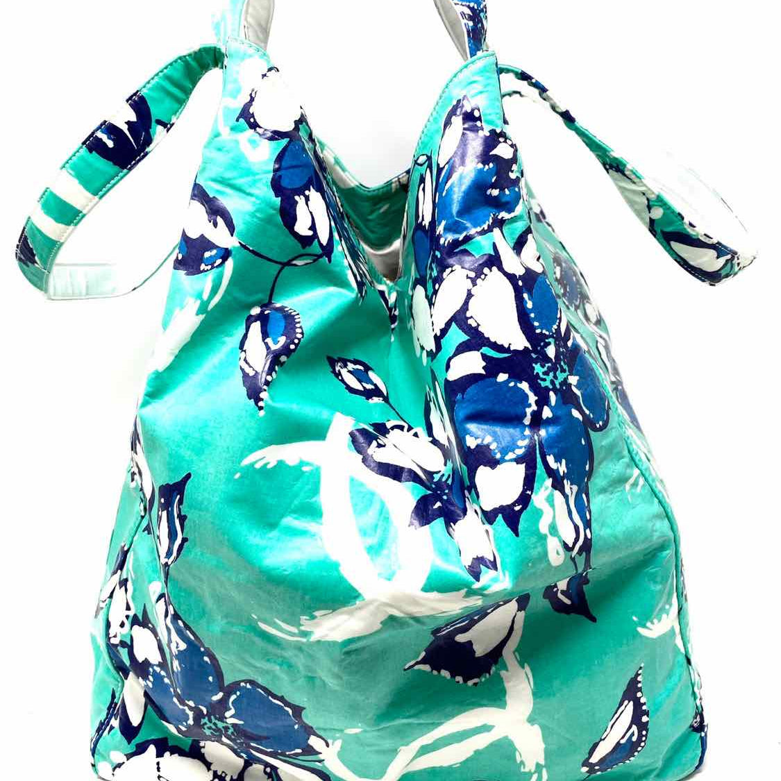 Chanel 2000-2002 Vinyl Turquoise Floral Tote