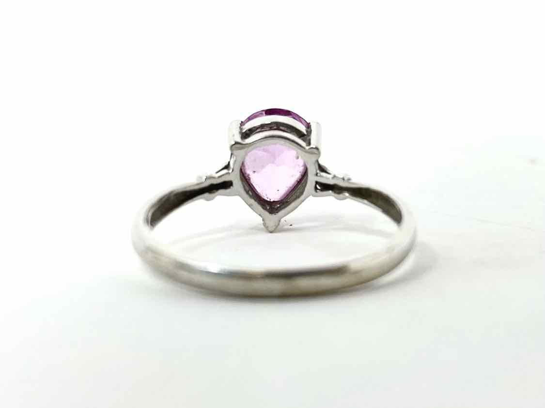 19K White Gold Teardrop Pink Sapphire Faceted Ring - Article Consignment