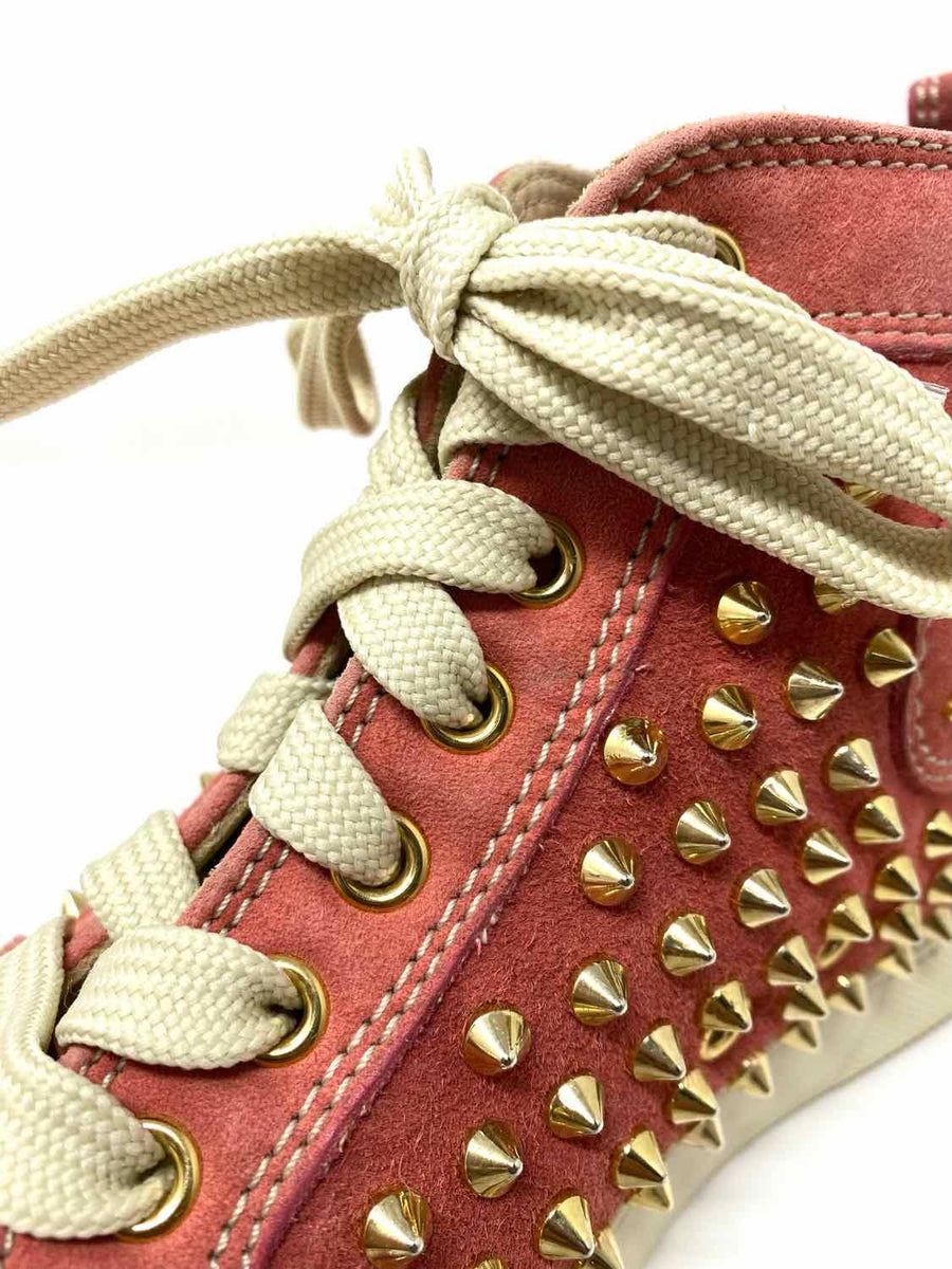 Christian Louboutin Women's Pink/Gold Studded Size Sneakers Article Consignment