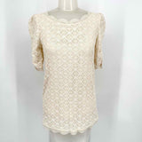 Joie Women's Cream Lace Size XS Short Sleeve Top - Article Consignment