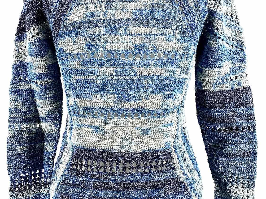 rag & bone Size S Blue Knit Cotton Blend Sweater - Article Consignment