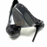 BAKERS Women's Black Stiletto Sequined Platform Size 8.5 Pumps - Article Consignment