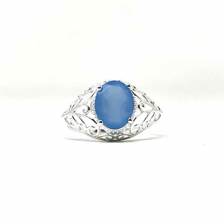.925 Silver/Blue Solitaire Onyx Ring - Article Consignment