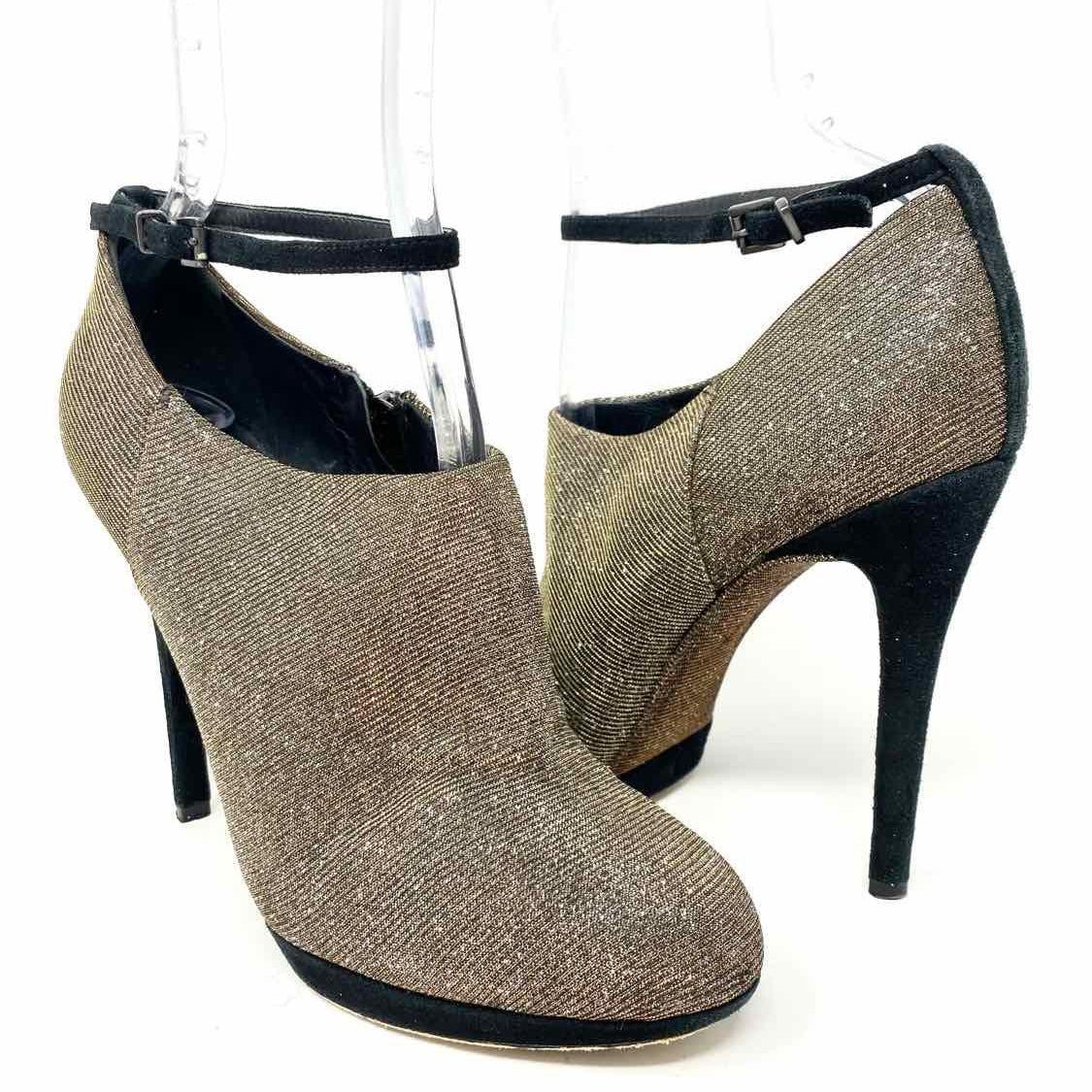 BRIAN ATWOOD Gold/Black Ankle Bootie Shimmer Size 7.5 Heels  display picture 1